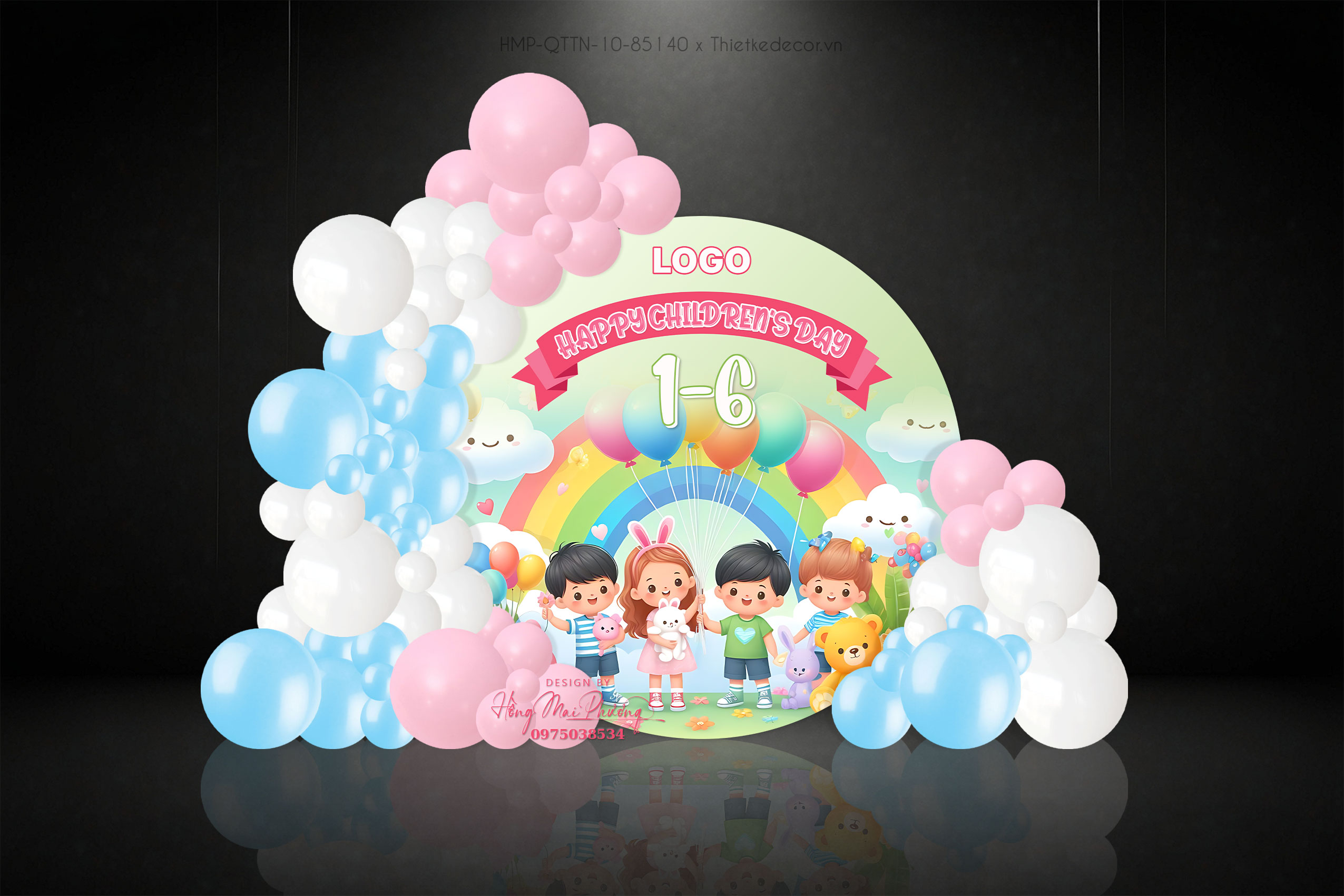 Backdrop quốc tế thiếu nhi rực rỡ sắc màu dễ thương